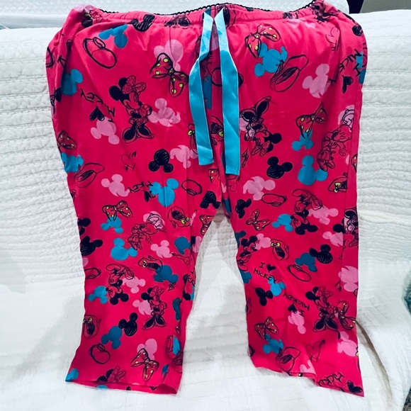 ⚡️Disney WOMEN’S Pink and Blue PJ Capri Bottoms - Picture 4 of 5